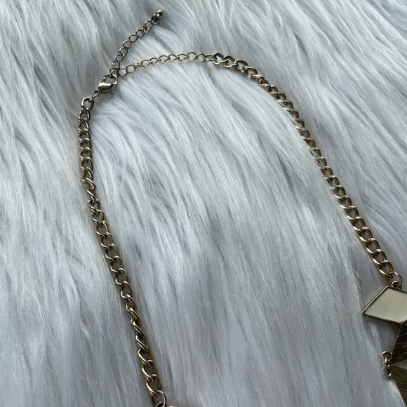 Gold and Red Aztec Geometric Statement Necklace - Picture 3 of 14